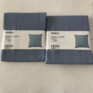 Pair of IKEA Light Blue CUSHION COVERS / Square Pillowcases 20 x 20"